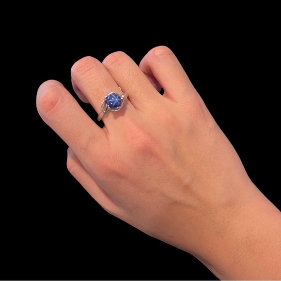 ✨Elegant 10k Solid White Gold Star Sapphire Ring - Picture 3 of 3